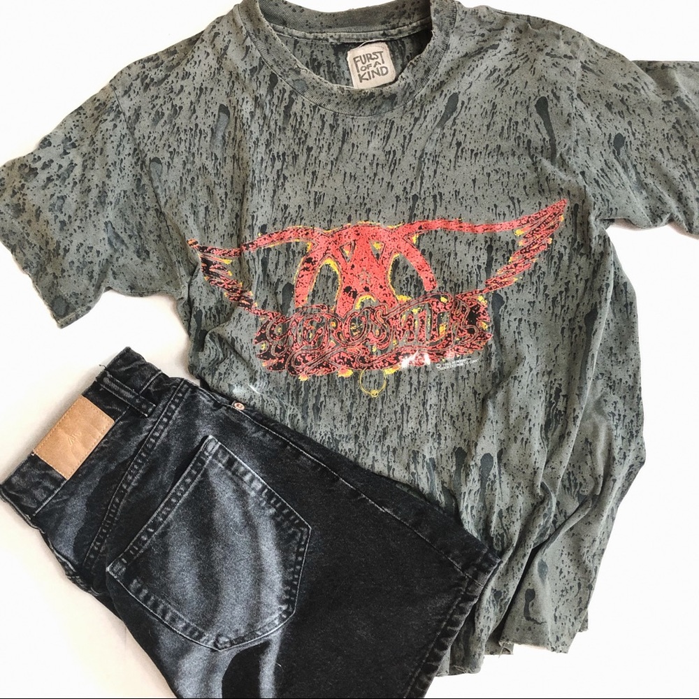 VTG ‘93 Aerosmith distressed reworked Furst of a Kind tee